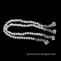 Elastic Beaded Bra Straps, Made of White Imitation Pearl Bead and Glass Bead, Handcrafted